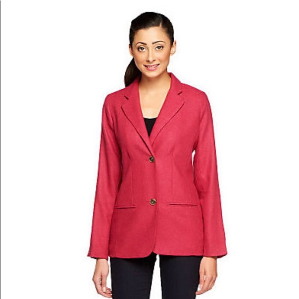 Isaac Mizrahi Live Herringbone Notch Collar Blazer